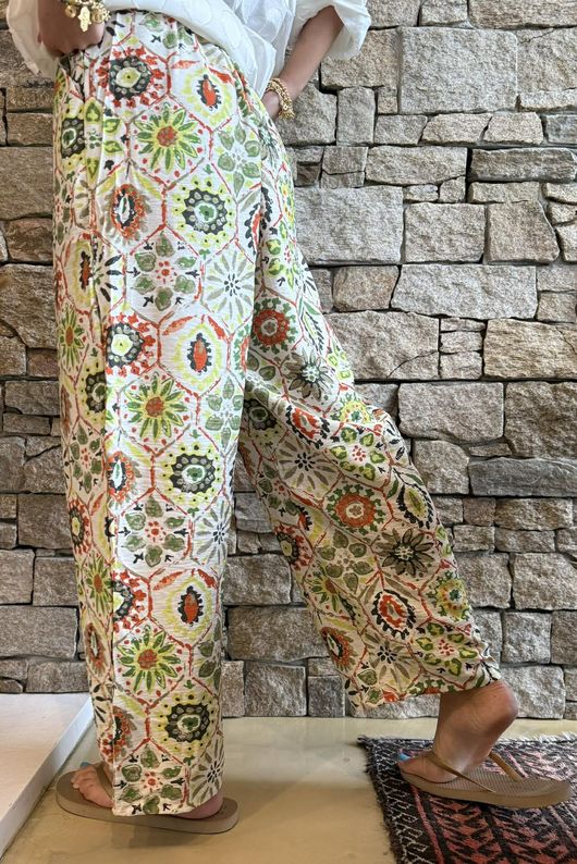 Riad Nights Relaxed Barrel Pant Greens